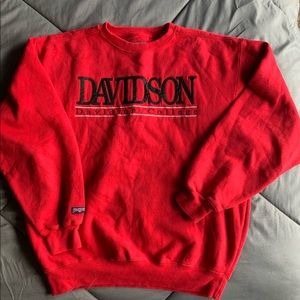 Red Davidson College Crewneck, Size M